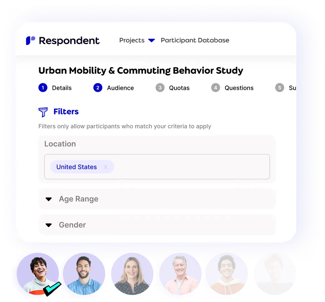 Respondent participant targeting interface