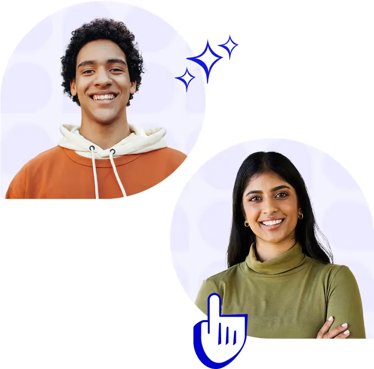 Illustrated portrait cards representing IBM researchers and participants