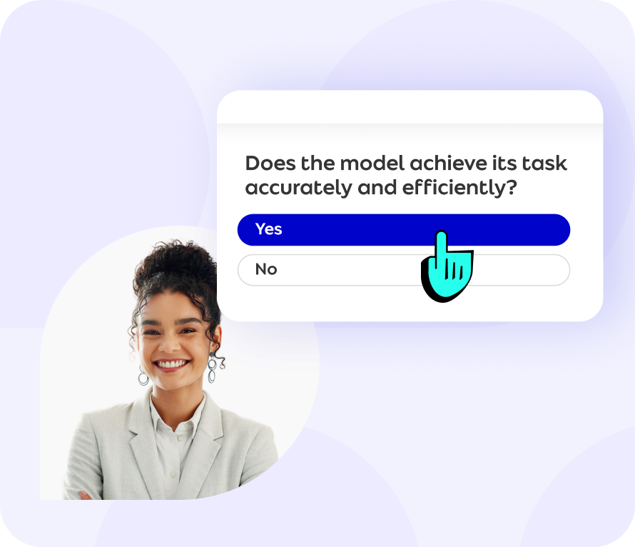 Human evaluators reviewing AI model outputs