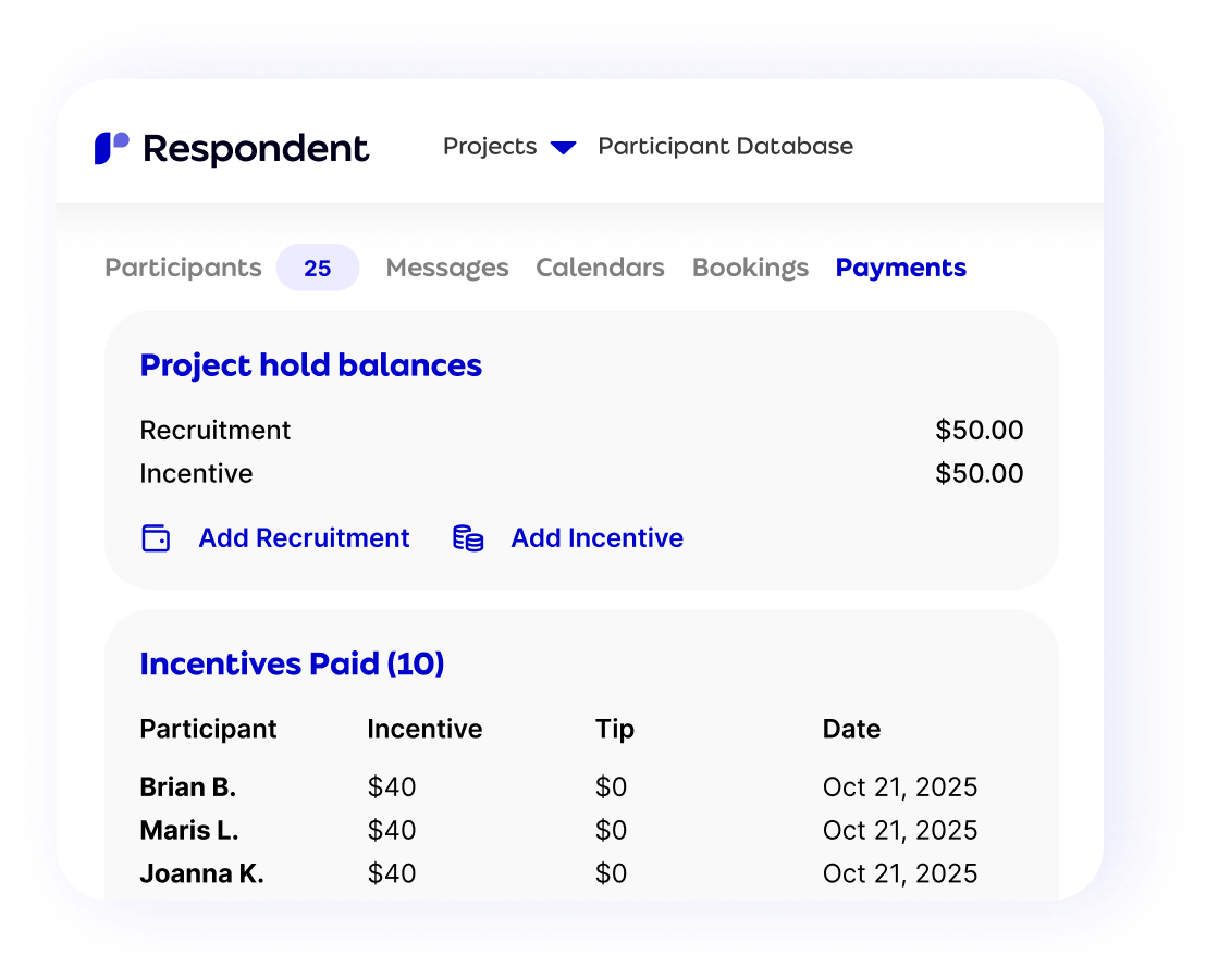 Respondent payment status tracking