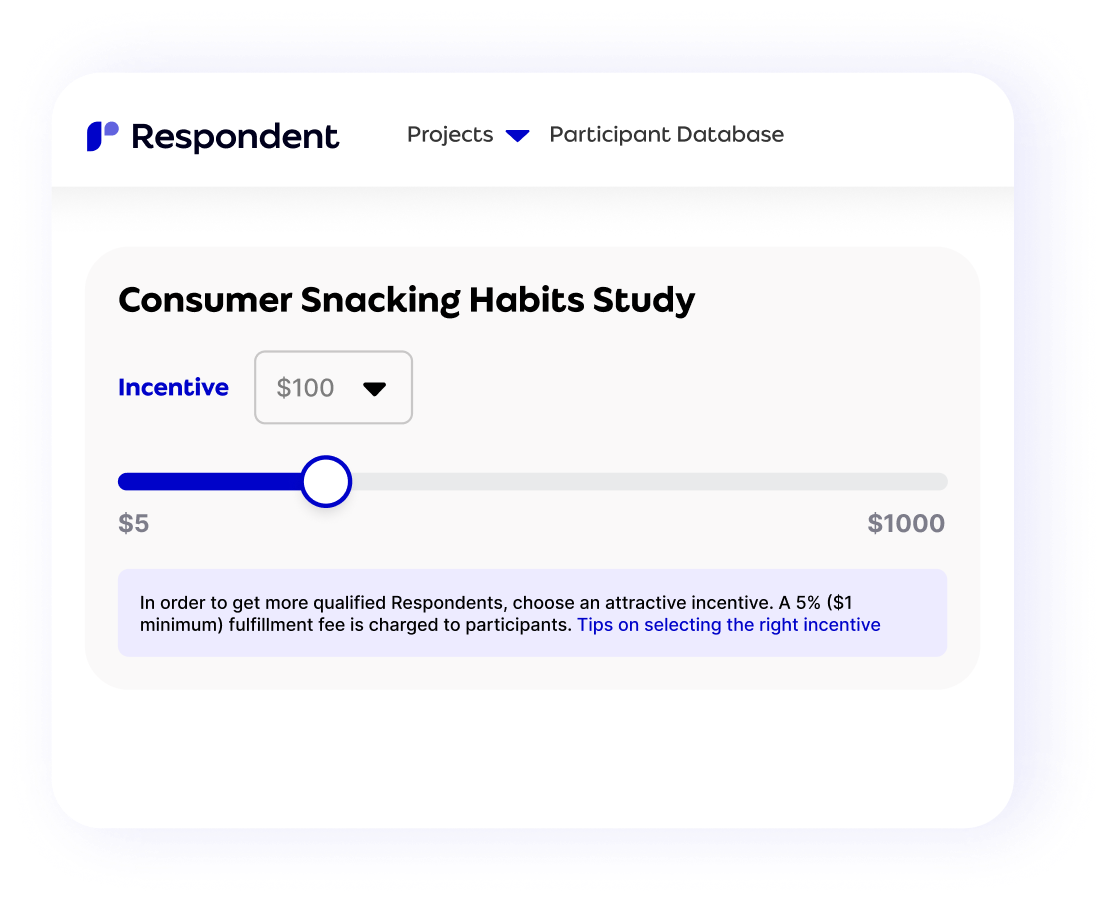 Respondent incentive setup screen