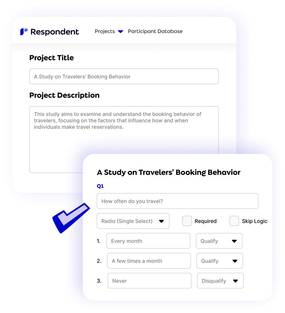 Respondent project recommendations screen