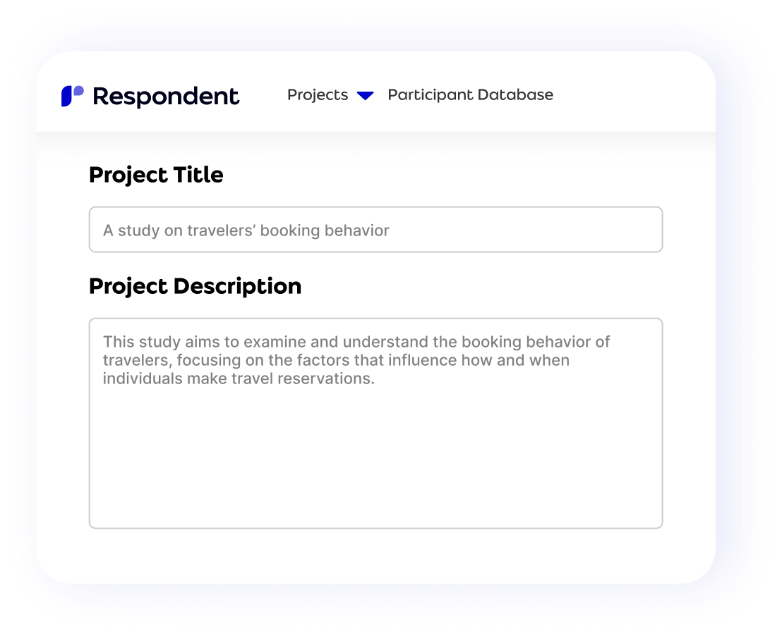 Respondent research method selection screen