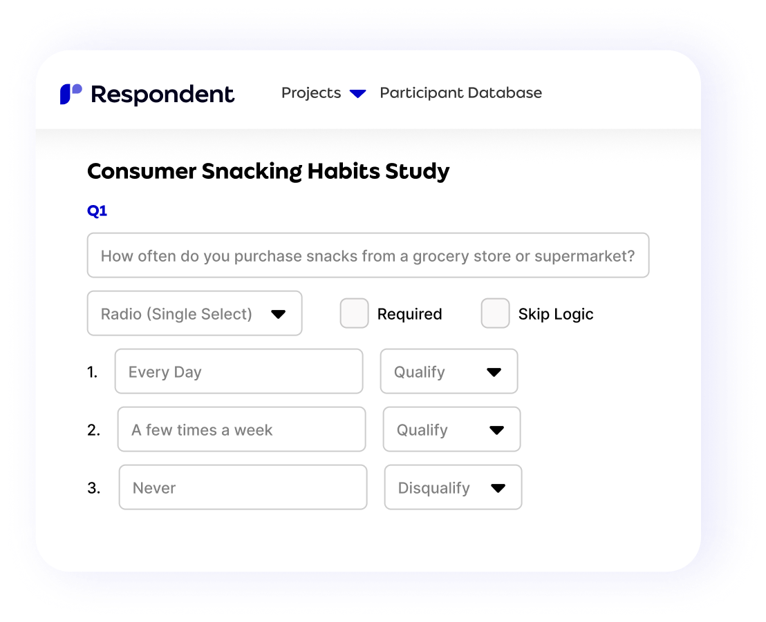 Respondent participant profile detail screen